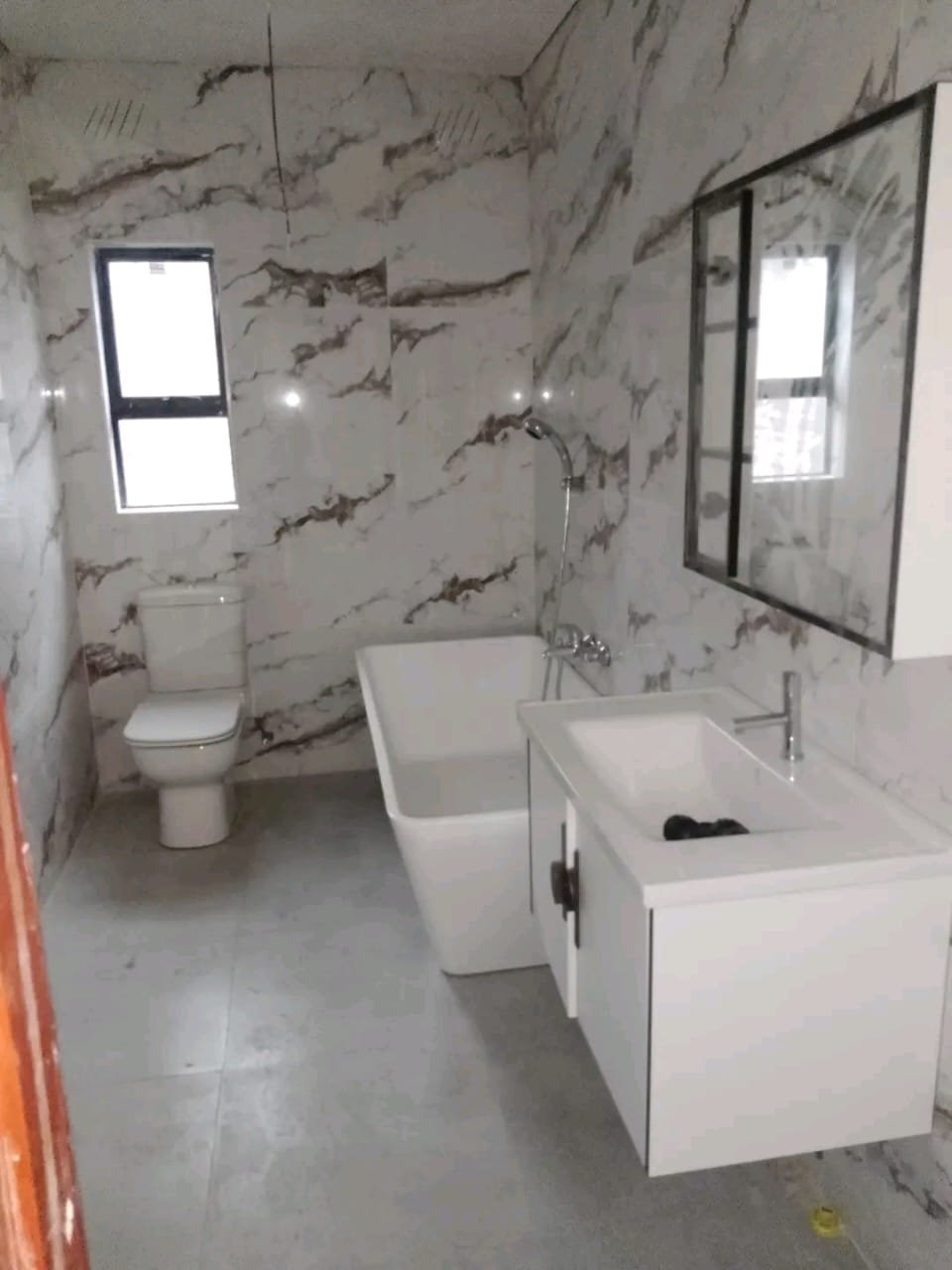 Completed bathroom tiling